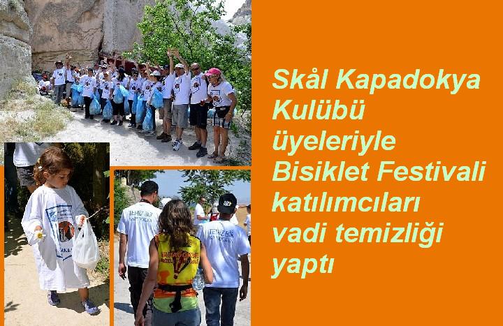 Skål Kapadokya üyeleriyle Bisiklet Festivali katılımcıları vadi temizledi