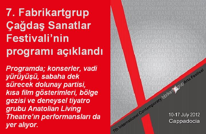 7. Fabrikartgrup Çağdaş Sanatlar Festivali’nin programı açıklandı