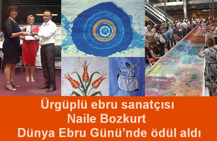 Ürgüplü ebru sanatçısı Naile Bozkurt, Dünya Ebru Günü’nde ödül aldı