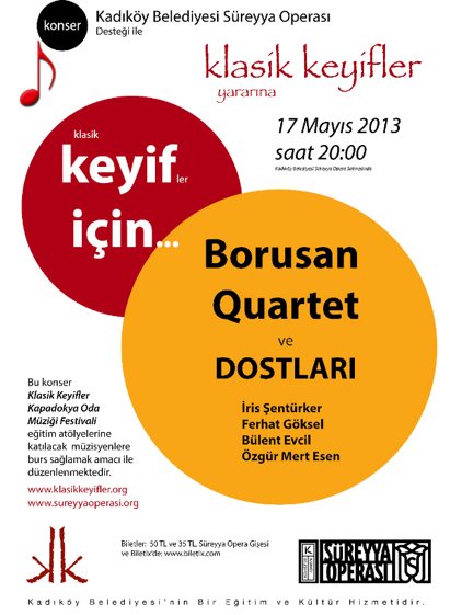 Borusan Quartet ve Dostları, Klasik Keyifler yararına konser verecek