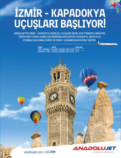 AnadoluJetin Kapadokya-İzmir uçuşları başlıyor