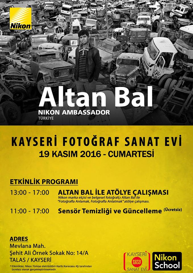 Altan Baldan Kayseri Fotoğraf Sanat Evinde ücretsiz atölye çalışması