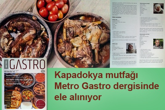 Kapadokya mutfağı, Metro Gastro dergisinde ele alınıyor